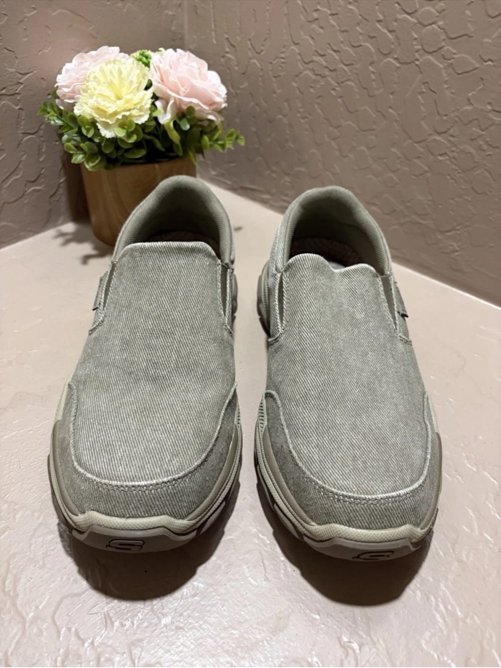 Skecher’s Men’s Slip-On Shoes W/Air Cooled Memory Foam ~ Taupe
